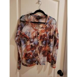 Yesi Y2K Women's Multicolored Sheer Button Through Blouse Size US 12